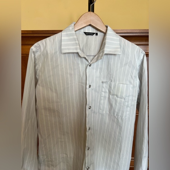 Marimekko Jokapoika Shirt Unisex Striped White and Light Gray Size S - Picture 9 of 16
